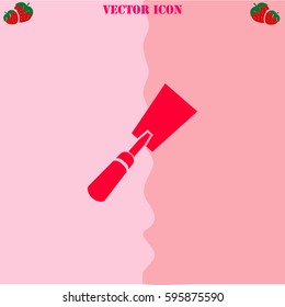Putty knife vector  icon. Strawberry Background.