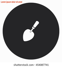 Putty knife web icon. Gray circle button with white illustration.