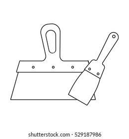 Putty knives icon in outline style isolated on white background. Build and repair symbol stock vector illustration.