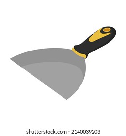Ilustración vectorial del pintor de putty. Pintar herramienta de espátula en fondo blanco