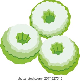 Putu Ayu Cake with Coconut Flakes Topping Illustration Isolated on White Background