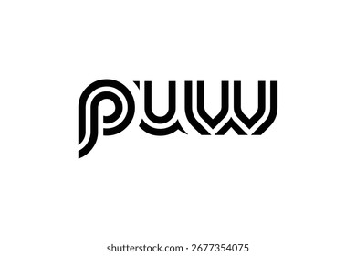 PUW Creative Unique Modern Letter Logo Design. Elegantes Monogramm-Logo-Design mit dekorativen Elementen und Typografie