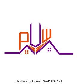 PUW Real State logo design, PUW simple and modern logo. PUW luxurious alphabet design  