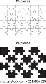 Rompecabezas 24 piezas. Ilustración vectorial. Rompe la plantilla de diseño de cuadrícula de juego. Blanco. Blanco y negro. 