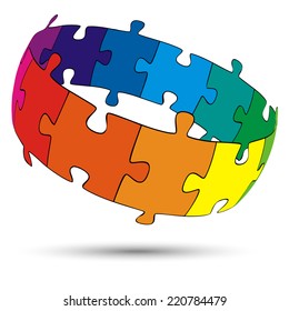 Puzzle 3D Circle colored