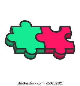 puzzle 3d icon, Line art