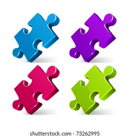 Puzzle 3d pie vector icons set. Eps 10.