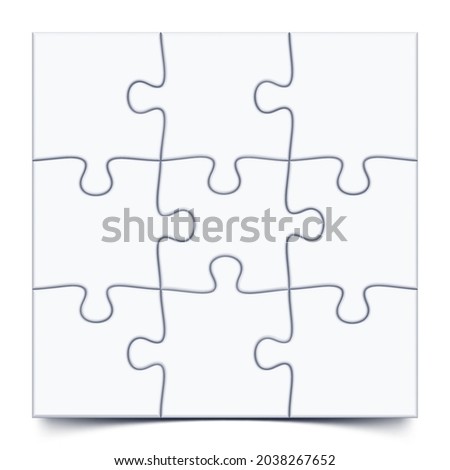 Puzzle 3x3 grid. Jigsaw game with 9 pieces, mosaic vector mockup illustration