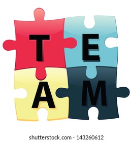 Puzzle 4 colors with team text  background,vector eps 10.