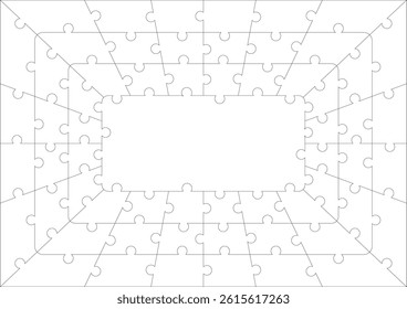 A puzzle of 61 pieces. Square puzzle pieces.