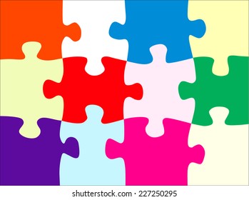 Colorful Puzzle Pieces Joined Together On Stock Vector (royalty Free 