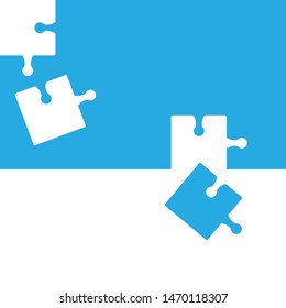 Puzzle abstract background, blue and white colors. Vector illustration