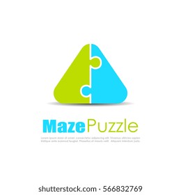 Puzzle abstract vector logo illustration on white background. Puzzle icon. Flat web design element for website, app or infographics materials.