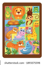 Puzzle mit Tieren. Kinderspiel.