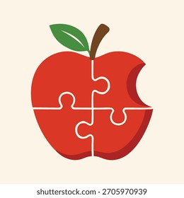 Puzzle Apfelstück Konzept Teamwork Zusammenarbeit