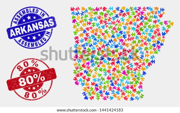 Puzzle Arkansas State Map Blue Assembled Stock Vector (Royalty Free ...