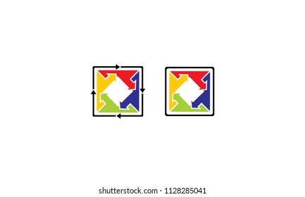 puzzle arrow around the logo icon vector