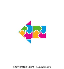 Puzzle Arrow Logo Icon Design