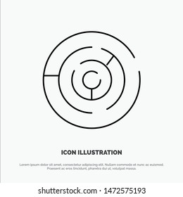 Puzzle, Arrow, Strategy, Target, Point Line Icon Vector