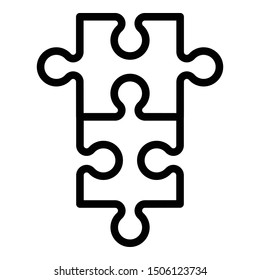 Puzzle assemble icon. Outline puzzle assemble vector icon for web design isolated on white background