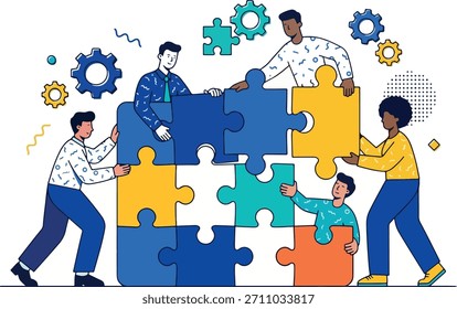 Conexão de Trabalho em Equipe Global de Montagem de Quebra-Cabeça