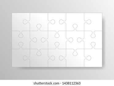 Puzzle background, banner, blank. Jigsaw section template. Modern vector illustration.