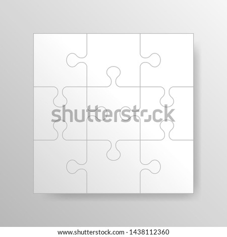 Puzzle background, banner, blank. Jigsaw section template. Modern vector illustration.