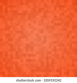 Puzzle background, banner, blank. Vector jigsaw section template. Background with puzzle 900 orange separate pieces, mosaic, details, tiles, parts. Square outline abstract jigsaw. Game group detail.