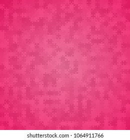 Puzzle background, banner, blank. Vector jigsaw section template. Background with puzzle 900 pink separate pieces, mosaic, details, tiles, parts. Square outline abstract jigsaw. Game group detail.