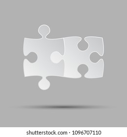 Puzzle background, banner, blank. Vector jigsaw section template. Background with puzzle 2 separate pieces, mosaic, details, tiles, parts. Square outline jigsaw. Couple, together, love, wedding.