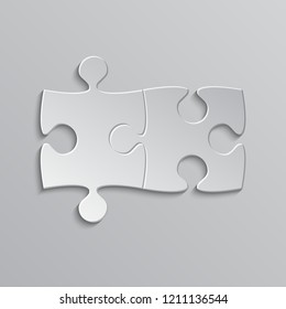 Puzzle background, banner, blank. Vector jigsaw section template. Background with puzzle 2 separate pieces, mosaic, details, tiles, parts. Square outline jigsaw. Couple, together, love, wedding.