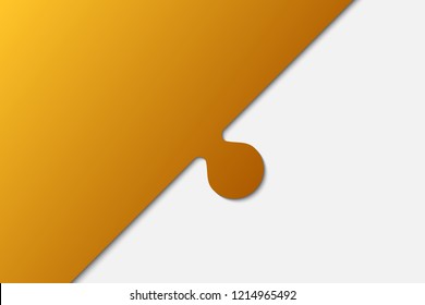 Puzzle background, banner, blank. Vector jigsaw section template. Background with puzzle one orange separate pieces, mosaic, details, tiles, parts. Square diagonal abstract jigsaw. Game group detail.