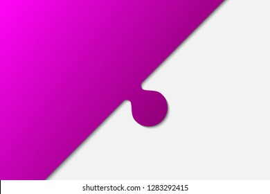 Puzzle background, banner, blank. Vector jigsaw section template. Background with puzzle one pink separate pieces, mosaic, details, tiles, parts. Square diagonal abstract jigsaw. Game group detail.