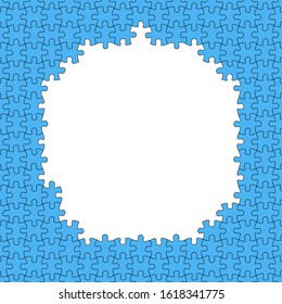 Puzzle background, banner, blank. Vector jigsaw section template. Background with puzzle frame separate pieces, mosaic, details, tiles, parts. Rectangle abstract jigsaw. Ready for coloring. Bordered
