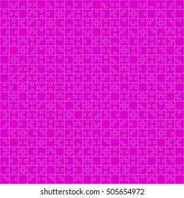 Puzzle background, banner, blank. Vector jigsaw section template. Background with puzzle 400 purple separate pieces, mosaic, details, tiles, parts. Square outline abstract jigsaw. Game group detail.
