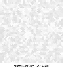 Puzzle background, banner, blank. Vector jigsaw section template. Background with puzzle 900 grey separate pieces, mosaic, details, tiles, parts. Rectangle outline abstract jigsaw. Game group detail.