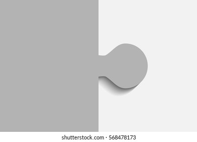 Puzzle background, banner, blank. Vector jigsaw section template. Background with puzzle one grey separate pieces, mosaic, details, tiles, parts. Rectangle outline abstract jigsaw. Game group detail.