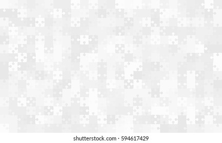 Puzzle background, banner, blank. Vector jigsaw section template. Background with puzzle 375 grey separate pieces mosaic, details, tiles, parts. Rectangle outline abstract jigsaw. Game group detail.