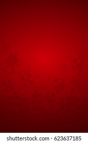 Puzzle background, banner, blank. Vector jigsaw section template. Background with red puzzle separate pieces, mosaic, details, tiles, parts. Rectangle jigsaw. Transparent group detail.