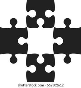 Puzzle background, banner, blank. Vector jigsaw section template. Background with puzzle 9 chess separate pieces, mosaic, details, tiles, parts. Square outline abstract jigsaw. Game group detail.