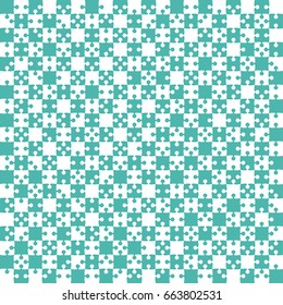 Puzzle background, banner, blank. Vector jigsaw section template. Background with puzzle 400 chess separate pieces, mosaic, details, tiles, parts. Square outline abstract jigsaw. Game group detail.