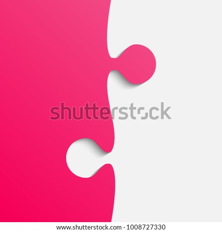Puzzle background, banner, blank. Vector jigsaw section template. Background with puzzle pink pieces, mosaic, details, tiles, parts. Square abstract jigsaw. Game puzzles blank.