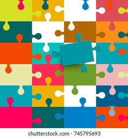 Puzzle Background. Colorful Seamless Vector Backdrop.