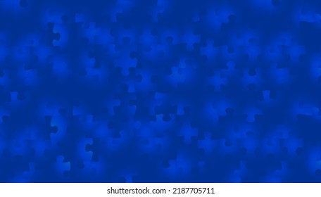 Puzzle background in digital futuristic style. The silhouettes of the puzzle pieces are combined into a pattern. Vector illustration on a blue background