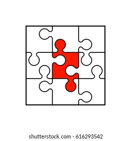 Puzzle background pattern. Many step circle business card. A lot of piece flat puzzle presentation. Section compare service banner. Vector illustration template color shape. Abstract Background