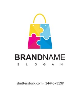 Puzzle Bag For Kid Store Logo Design Vector