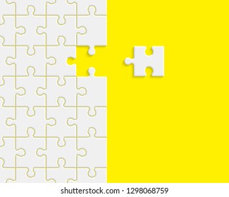 Puzzle banner presentation. Abstract puzzle infographic template with explanatory text field business statistics. Vector pieces puzzles illustration. Section compare service banner background