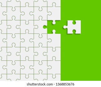 Puzzle banner presentation. Abstract puzzle infographic template with explanatory text field business statistics. Vector pieces puzzles illustration. Section compare service banner background