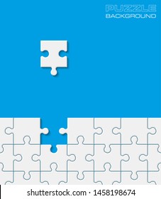 Puzzle banner presentation background. Abstract puzzle infographic template explanatory text field business statistics. Vector pieces puzzles illustration. Section compare service banner background