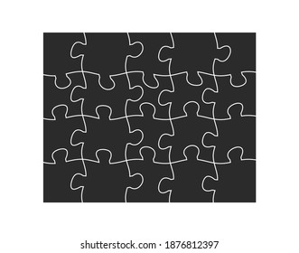 Puzzle black curved, curved, concept. Vector object on a white background.